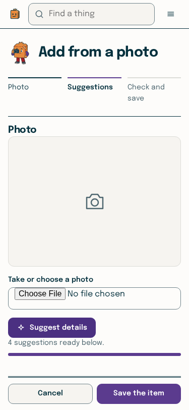 Suggestions from a photo, ready to copy into the form.